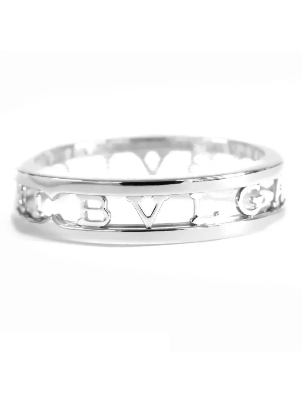 Bvlgari B.Zero1 Ring White Gold 18K Band Open Work Logo No